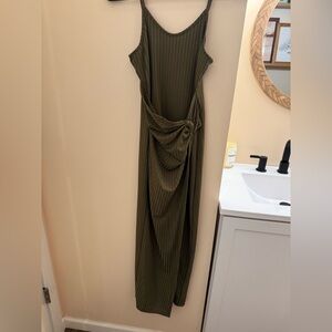 Ripped wrap midi dress with side slit